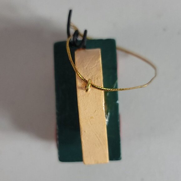 Christmas Pig Ornament 2" Wood Folk Art Farmhouse Rustic Cart Hanging - Picture 5 of 7